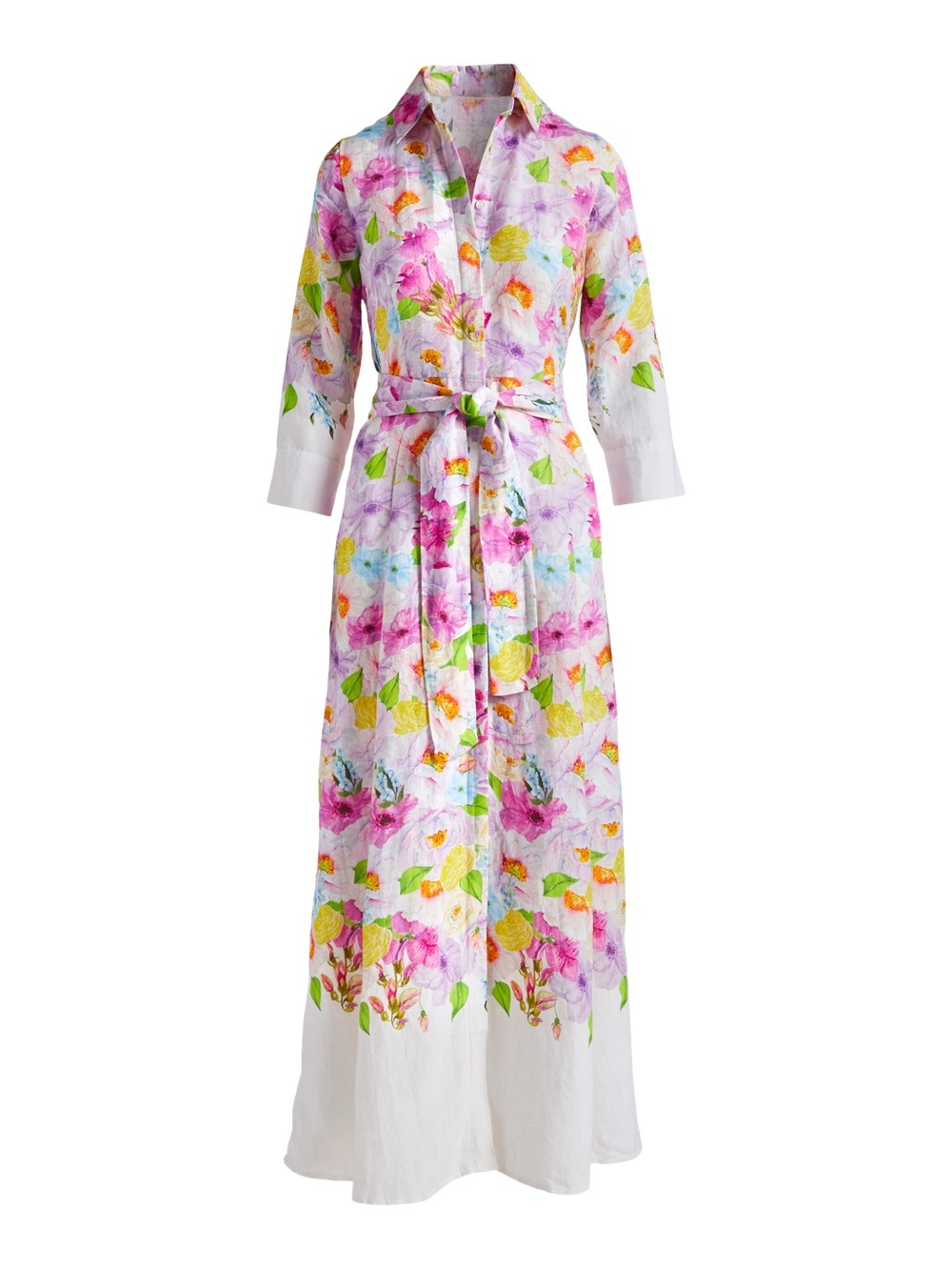 NWT- Boston Proper Printed Linen Maxi Shirt Dress
